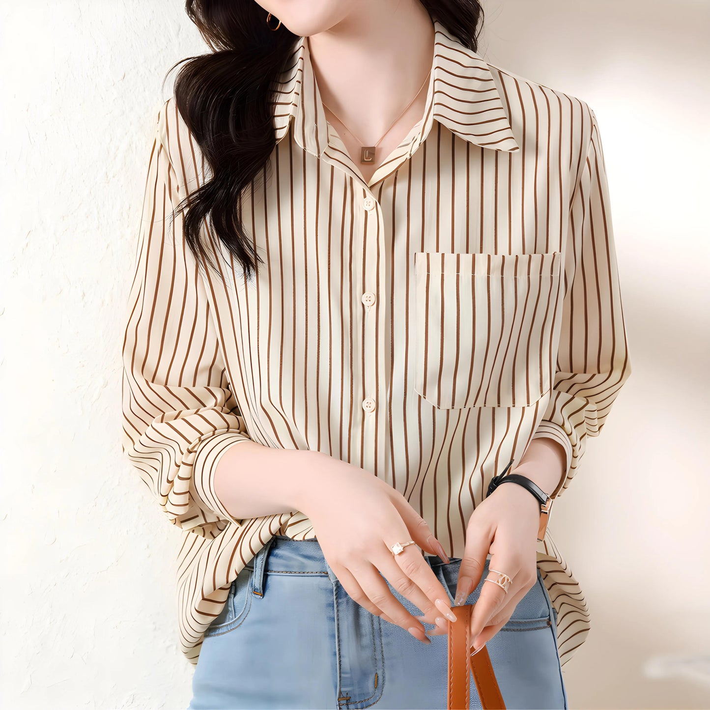 Mira Ease Stripe Pocket Shirt