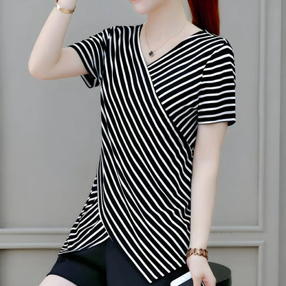 Mira Stripe Drape Front T-Shirt