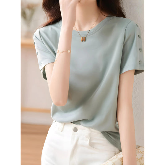 Ayla Side Button Tencel T-Shirt