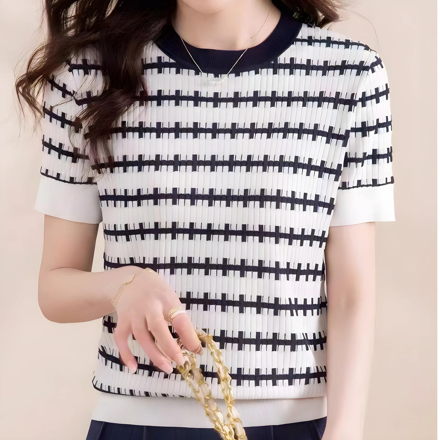 Lena Grid Texture Knit Top