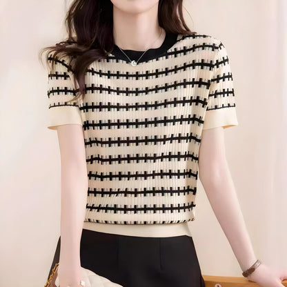 Lena Grid Texture Knit Top