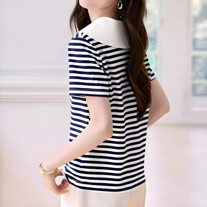 Marina Stripe Collar T-Shirt