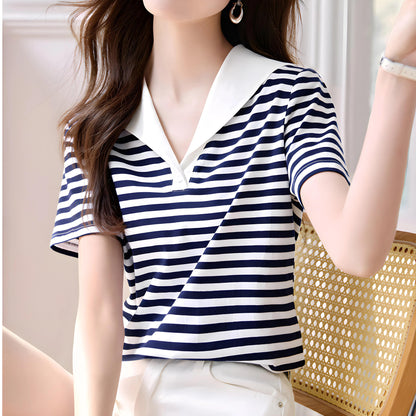 Marina Stripe Collar T-Shirt