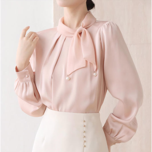 Blush Tie Pearl Blouse