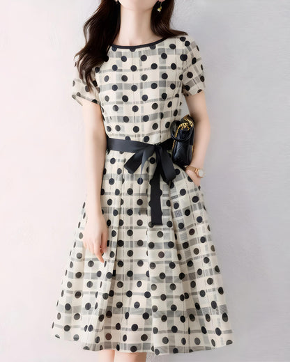 Noelle Sheer Dot Flare Dress