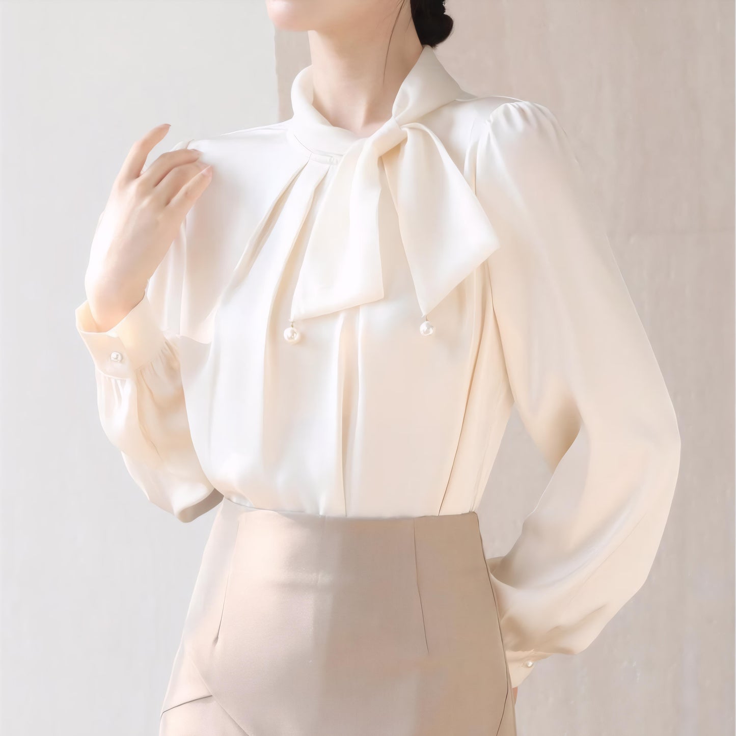Blush Tie Pearl Blouse