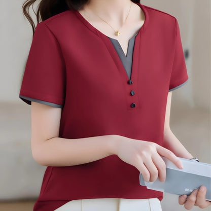Clara Trim Button Cotton T-Shirt