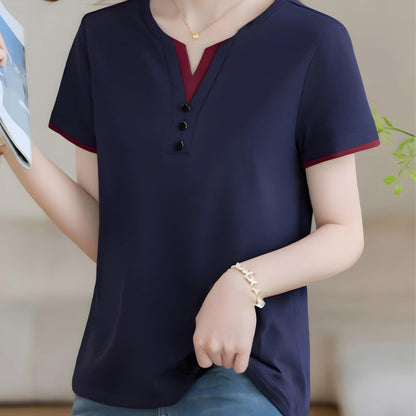 Clara Trim Button Cotton T-Shirt