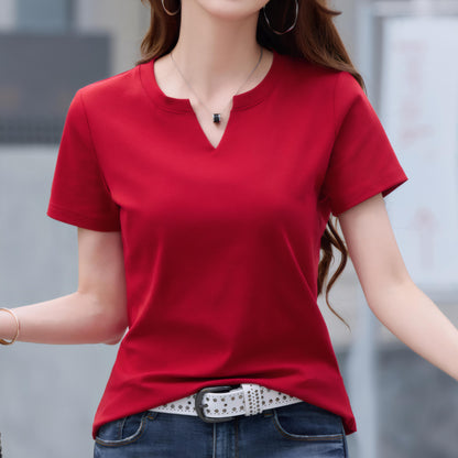 Mira Notch Neck Cotton T-Shirt