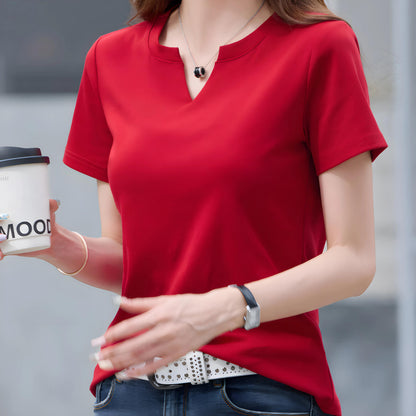 Mira Notch Neck Cotton T-Shirt