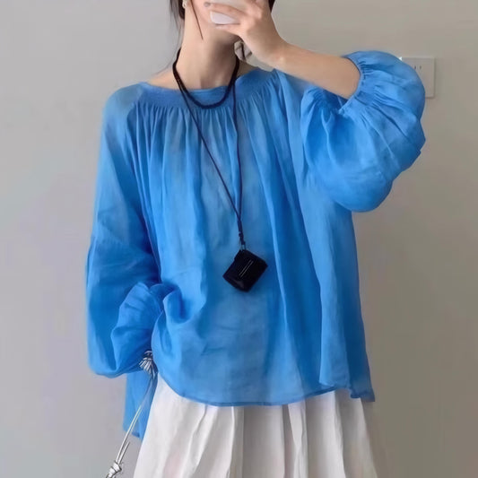 Azure Breeze Gather Blouse