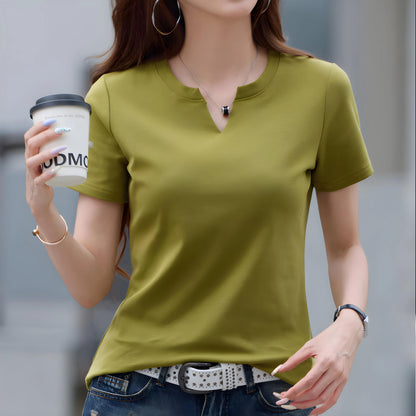 Mira Notch Neck Cotton T-Shirt