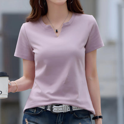 Mira Notch Neck Cotton T-Shirt