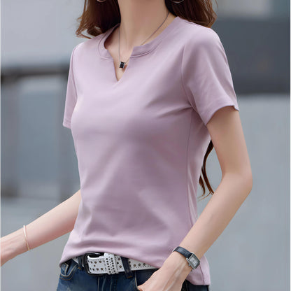 Mira Notch Neck Cotton T-Shirt