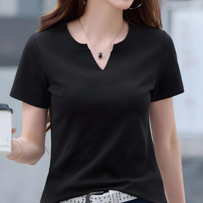 Mira Notch Neck Cotton T-Shirt
