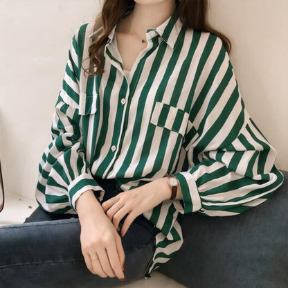 Linea Soft Striped V-Neck Blouse