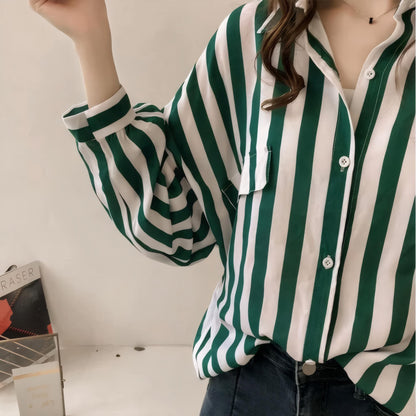 Linea Soft Striped V-Neck Blouse