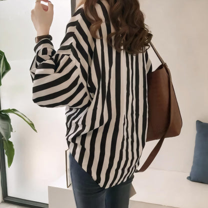 Linea Soft Striped V-Neck Blouse