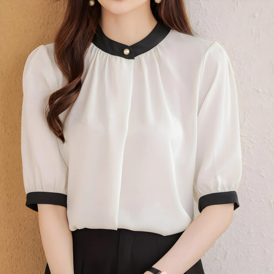 Vera Ease Pearl Trim Blouse
