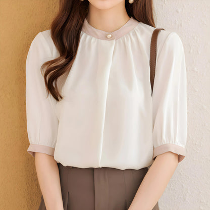 Vera Ease Pearl Trim Blouse