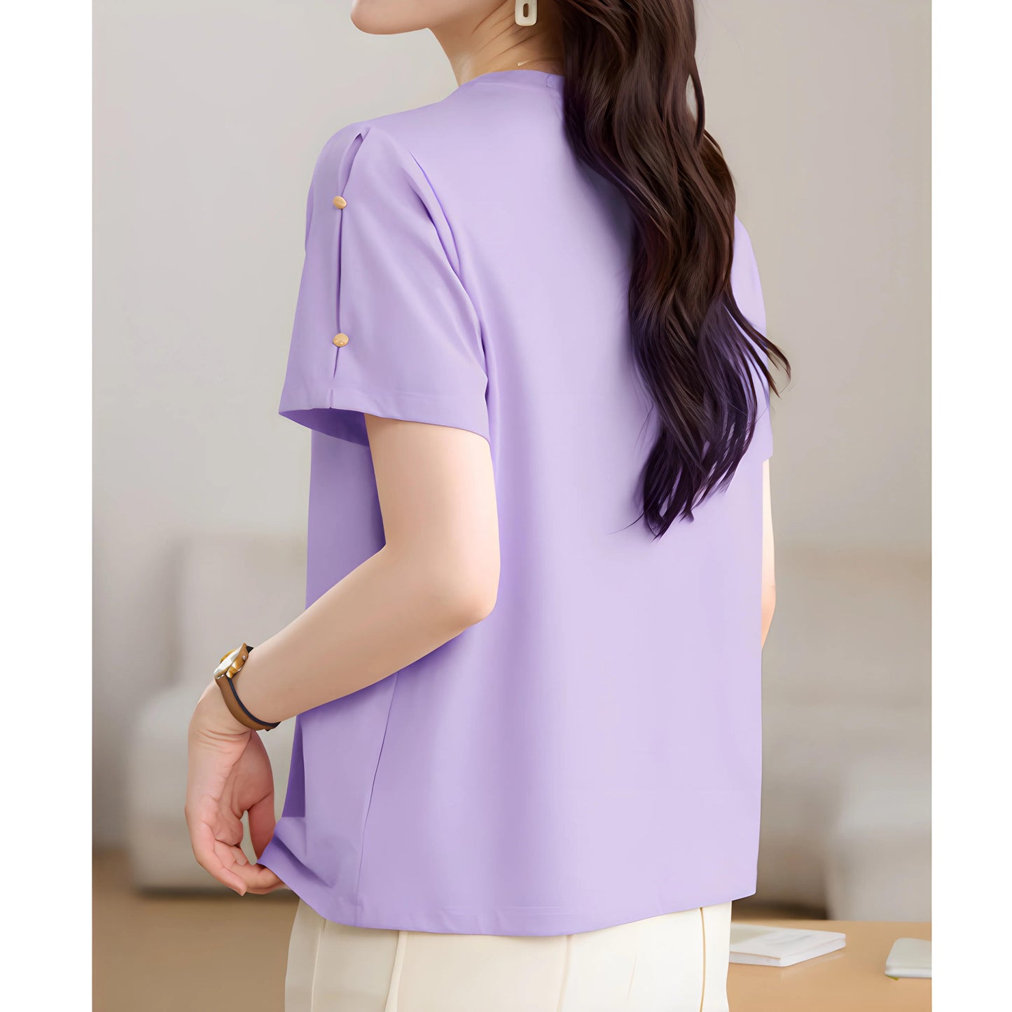 Nora Button Accent T-Shirt