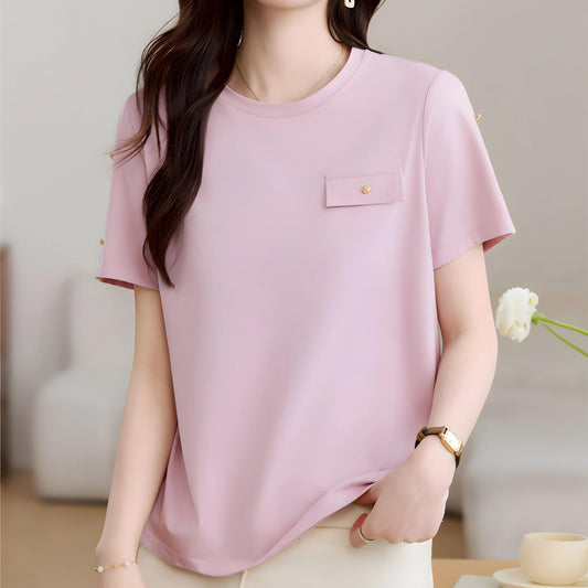 Nora Button Accent T-Shirt