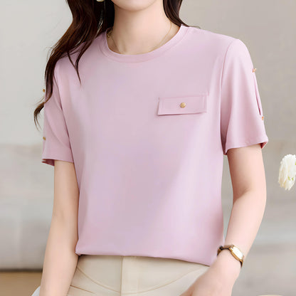 Nora Button Accent T-Shirt