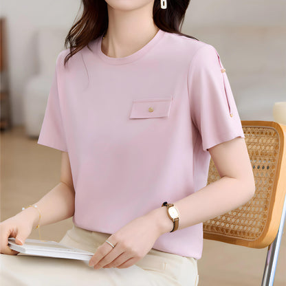 Nora Button Accent T-Shirt