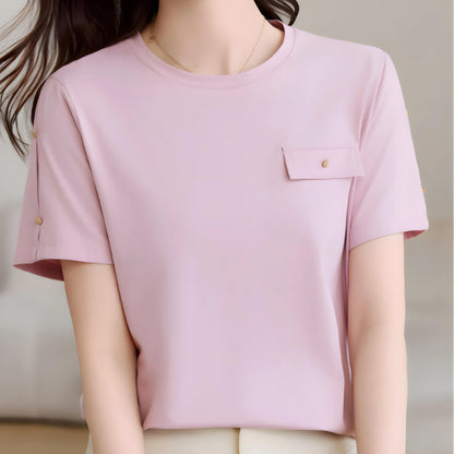 Nora Button Accent T-Shirt
