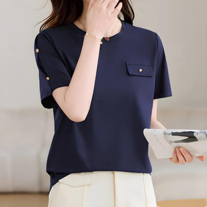 Nora Button Accent T-Shirt