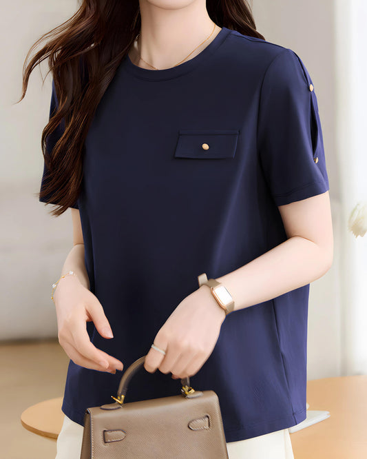 Nora Button Accent T-Shirt