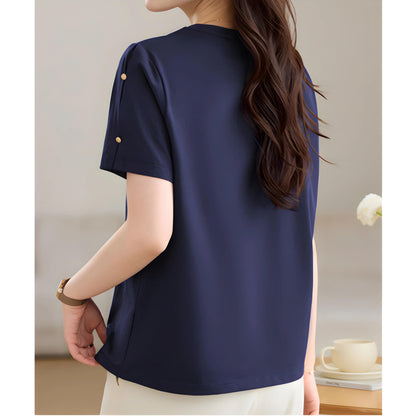 Nora Button Accent T-Shirt