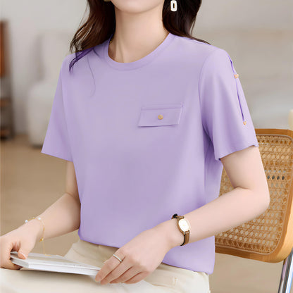 Nora Button Accent T-Shirt