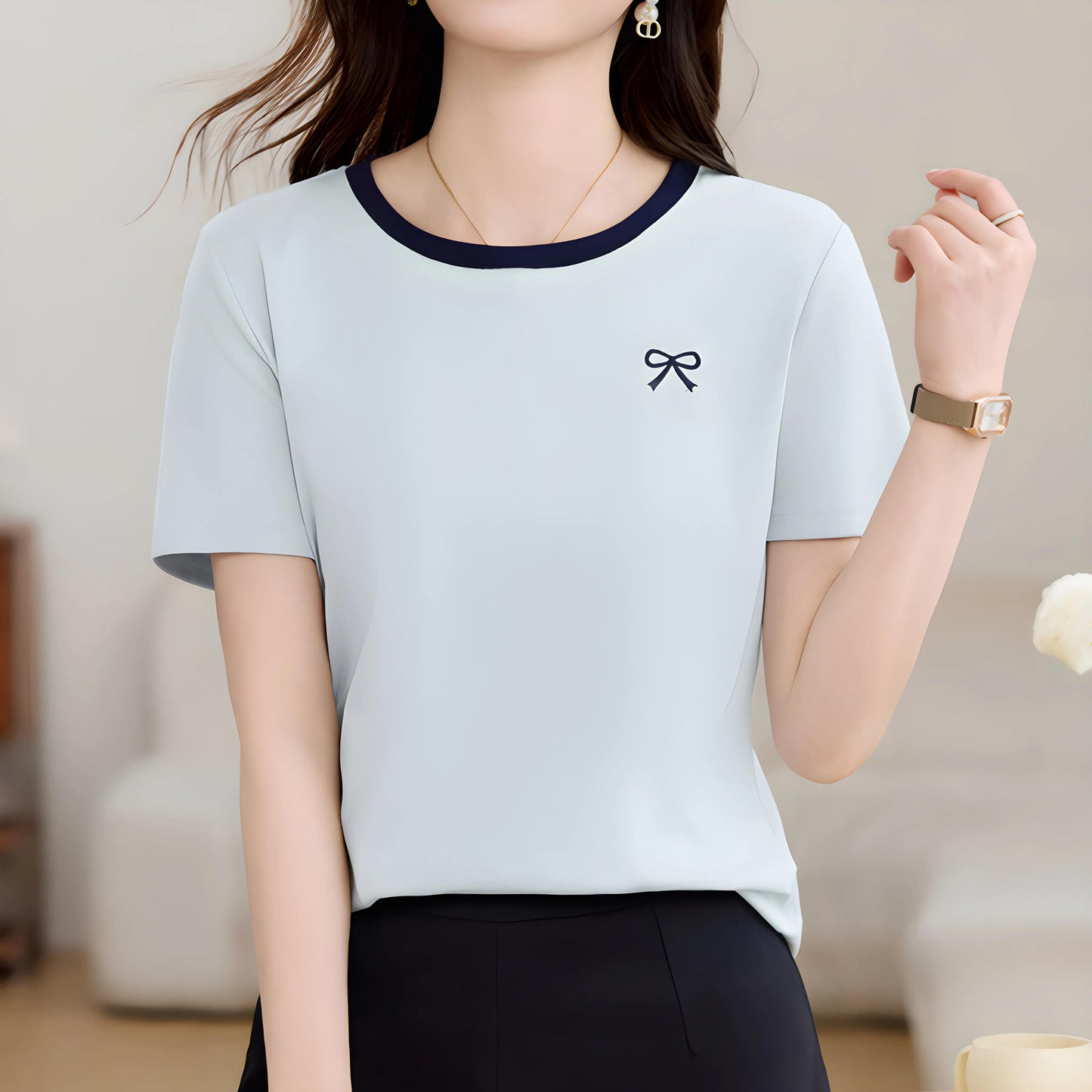 Lea Tiny Bow Detail T-Shirt