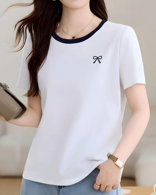 Lea Tiny Bow Detail T-Shirt