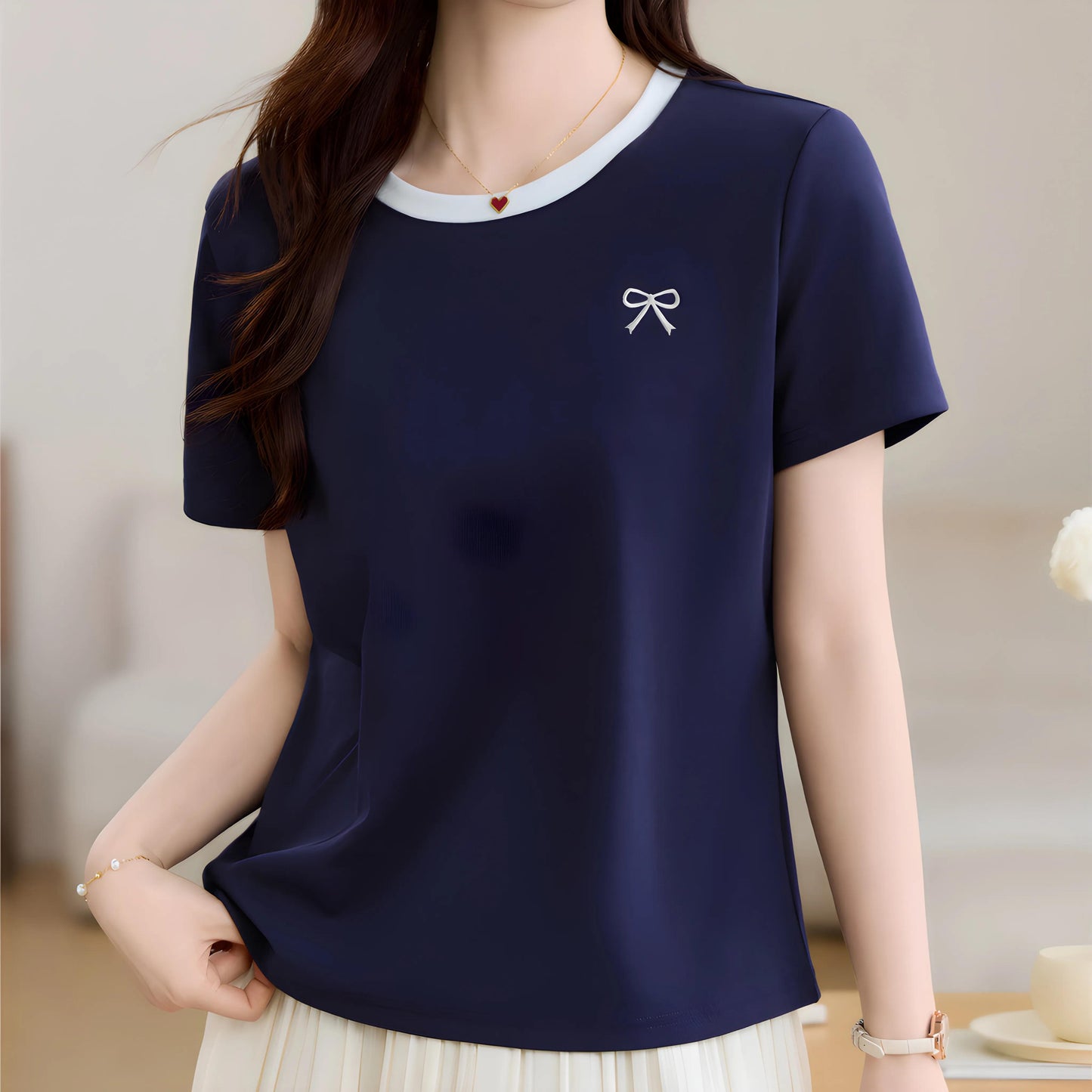 Lea Tiny Bow Detail T-Shirt