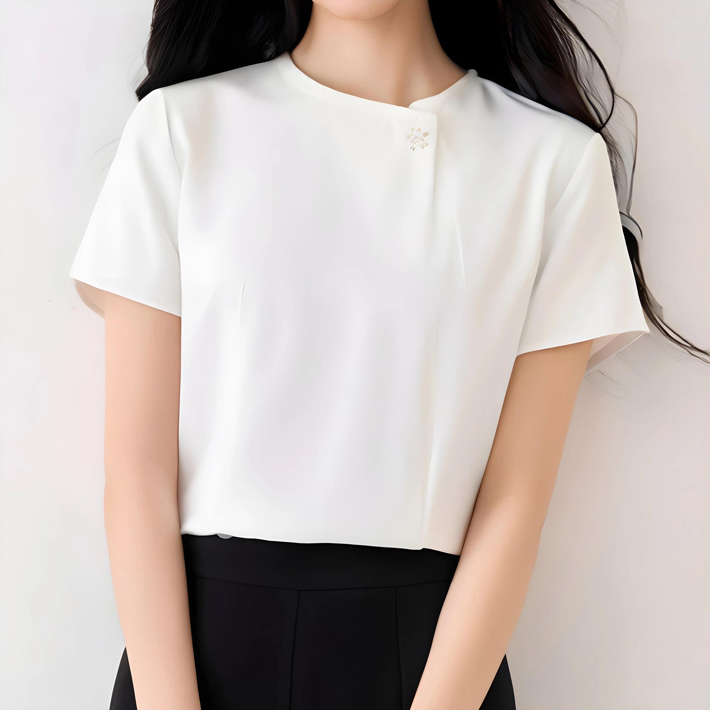 Elena Ease Brooch Pleat Blouse
