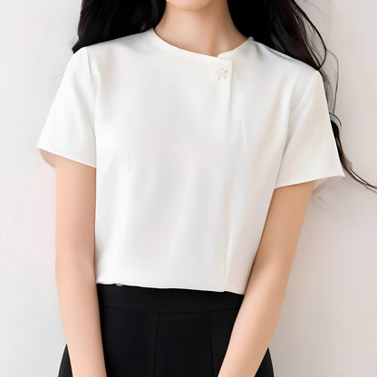 Elena Ease Brooch Pleat Blouse