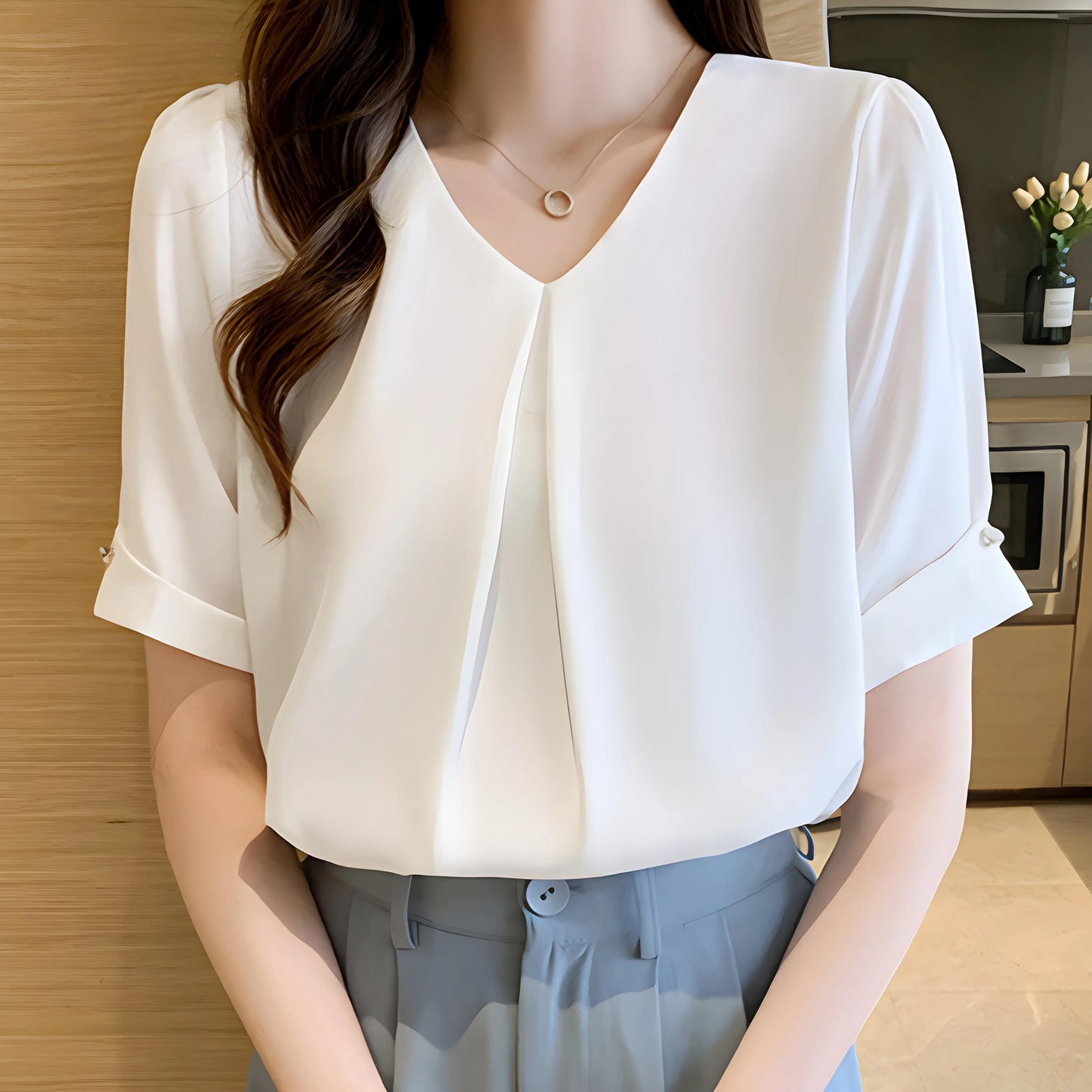 Amora Calm Pleat Blouse