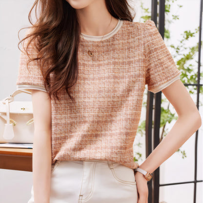 Elise Calm Tweed Knit T-Shirt