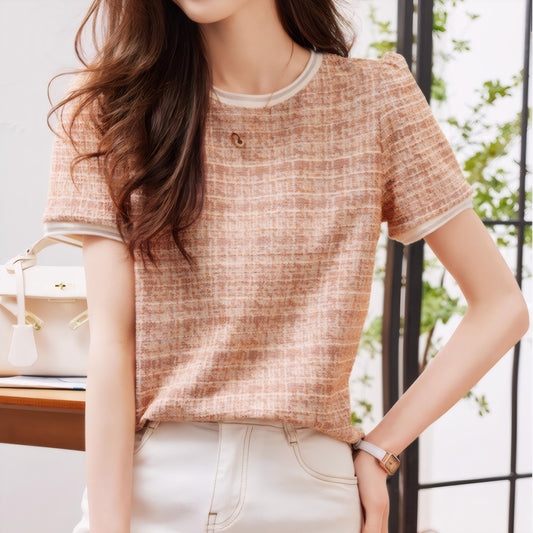 Elise Calm Tweed Knit T-Shirt