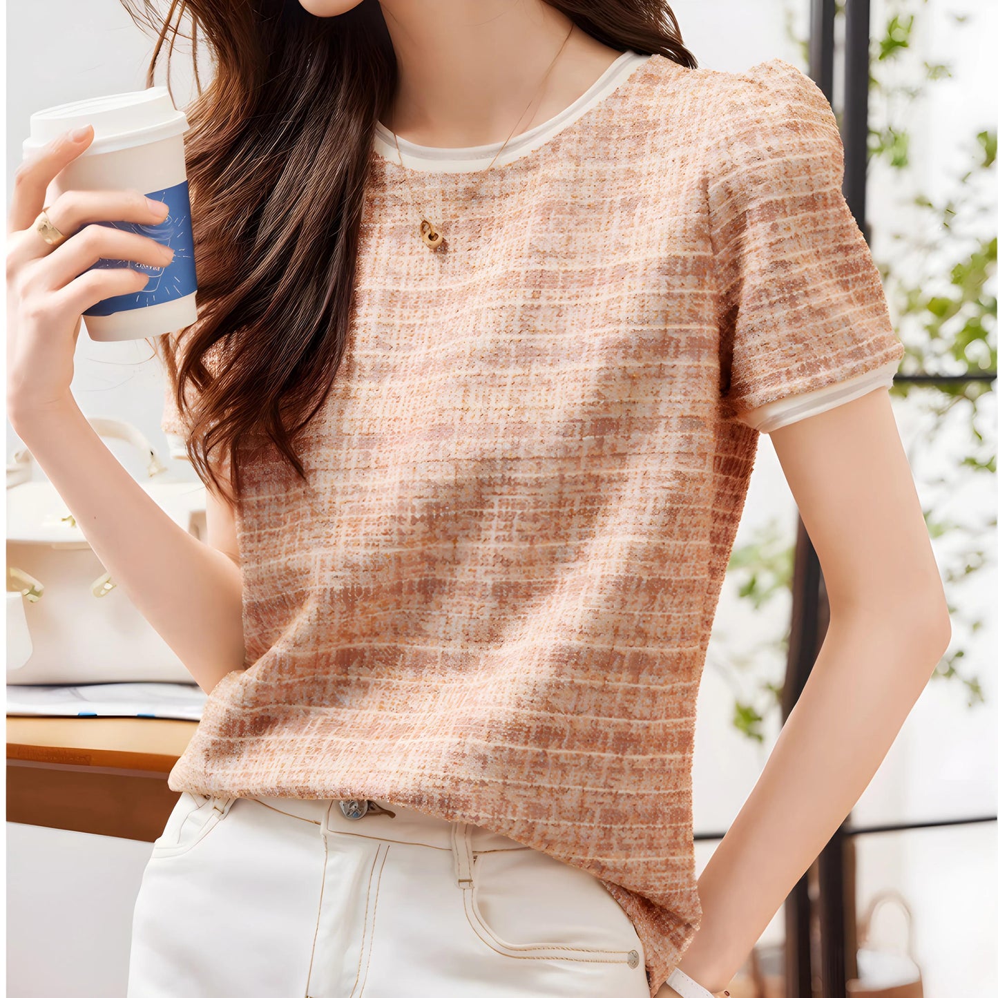 Elise Calm Tweed Knit T-Shirt