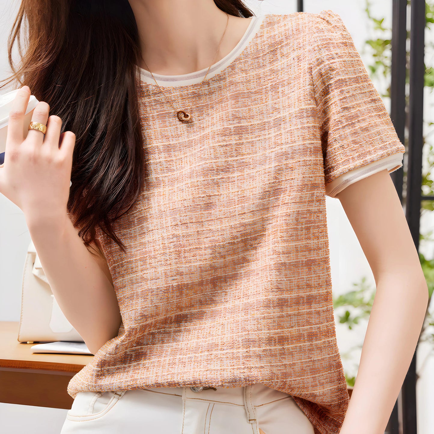 Elise Calm Tweed Knit T-Shirt