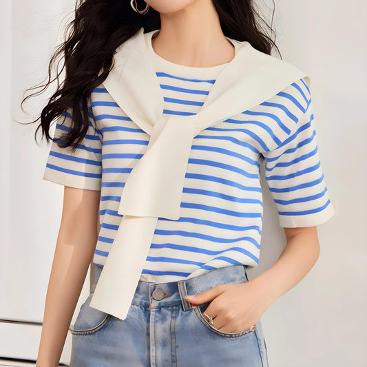 Ava Stripe Soft Drape T-Shirt