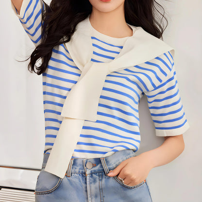 Ava Stripe Soft Drape T-Shirt