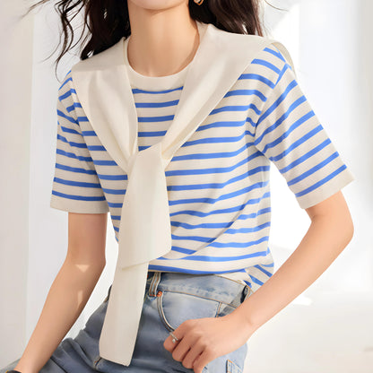 Ava Stripe Soft Drape T-Shirt