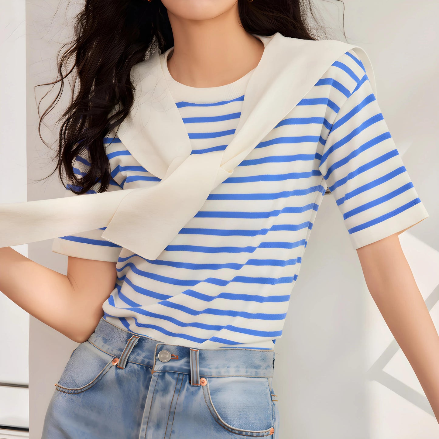 Ava Stripe Soft Drape T-Shirt