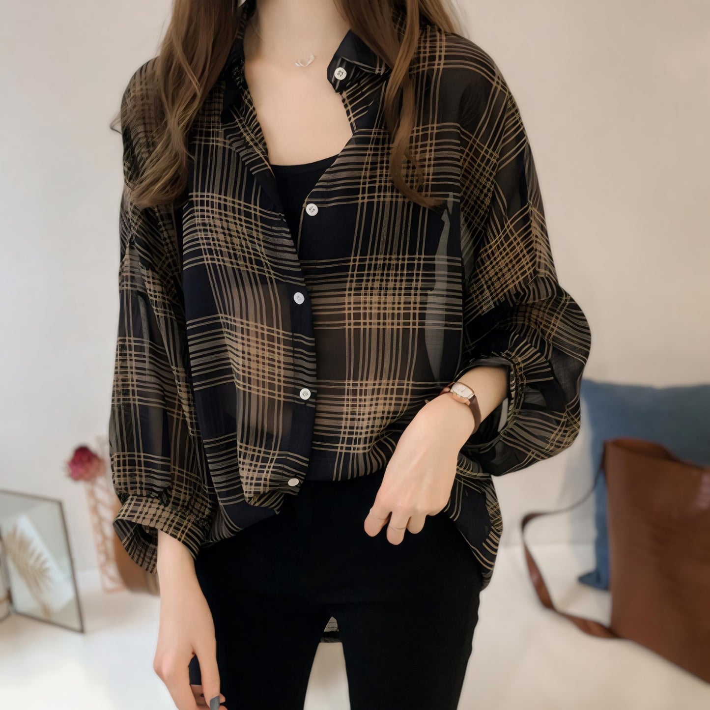 Lily Line Minimal Soft Bow Blouse