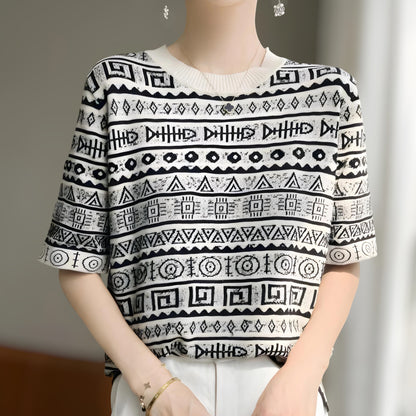 Noir Pattern Ease Knit T-Shirt