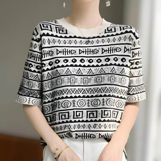 Noir Pattern Ease Knit T-Shirt